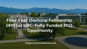 UBC Four Year Doctoral Fellowship for international PhD students with tuition and stipend support