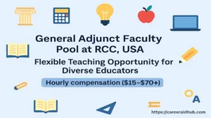 General Adjunct Faculty Pool at RCC offers flexible teaching roles in multiple academic and technical subjects.