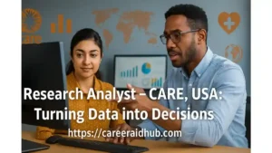 CARE USA Research Analyst role in Atlanta dashboard, data analysis, forecasting, nonprofit impact careers guide