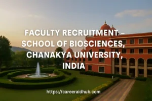 Faculty recruitment at Chanakya University in bioinformatics and computational biology, School of Biosciences announcement
