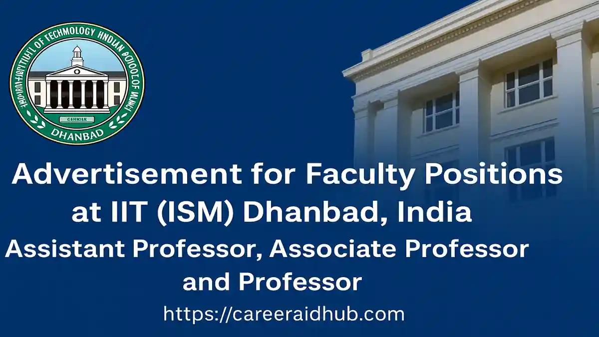 IIT ISM Dhanbad rolling faculty recruitment advertisement inviting applications for professor, associate professor, and assistant professor positions