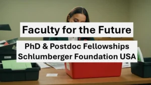 Women STEM researcher in laboratory applying for Faculty for the Future fellowship abroad funding