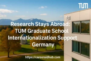 TUM Graduate School internationalization program supporting doctoral research stays abroad with funding, mobility allowance, and diversity grants.