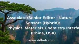 Associate or Senior Editor role at Nature Sensors, hybrid locations, peer review, commissioning content responsibilities
