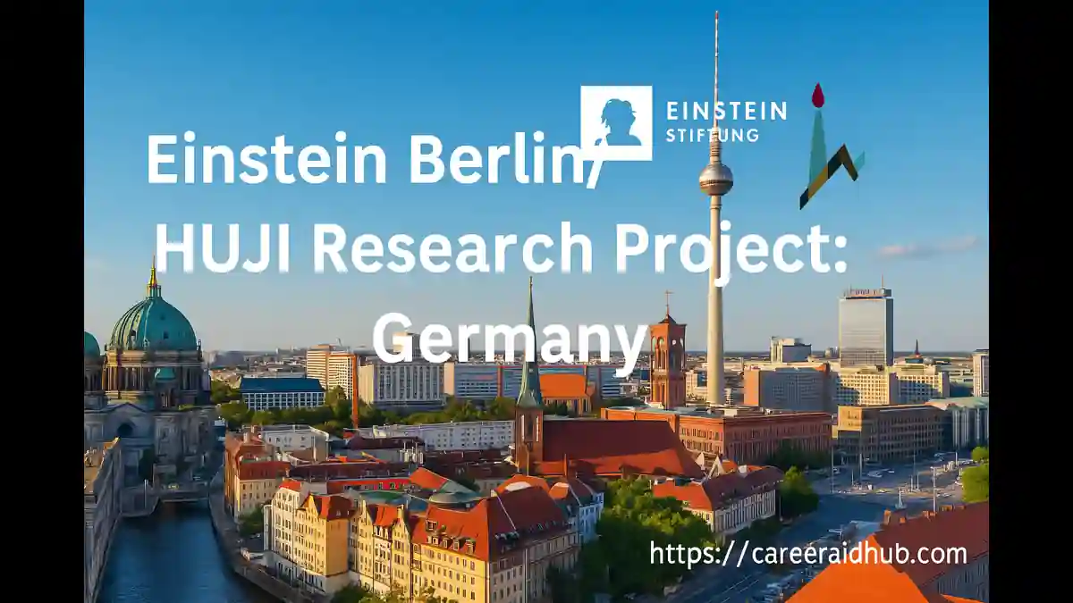 Einstein Berlin HUJI research project banner showing Berlin skyline with academic icons and collaboration theme