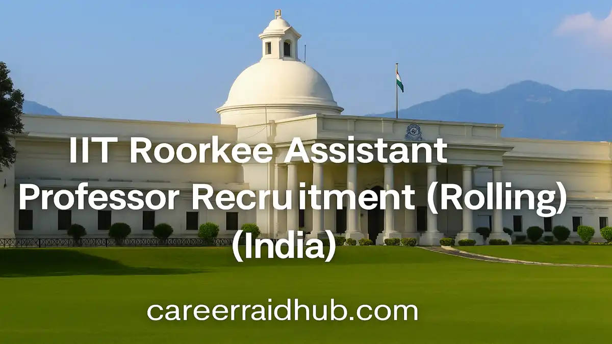 IIT Roorkee assistant professor rolling recruitment across departments, eligibility, pay levels, application process overview details