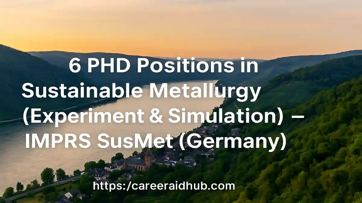Six PhD positions in sustainable metallurgy, experiment and simulation, Germany, IMPRS SusMet application overview details