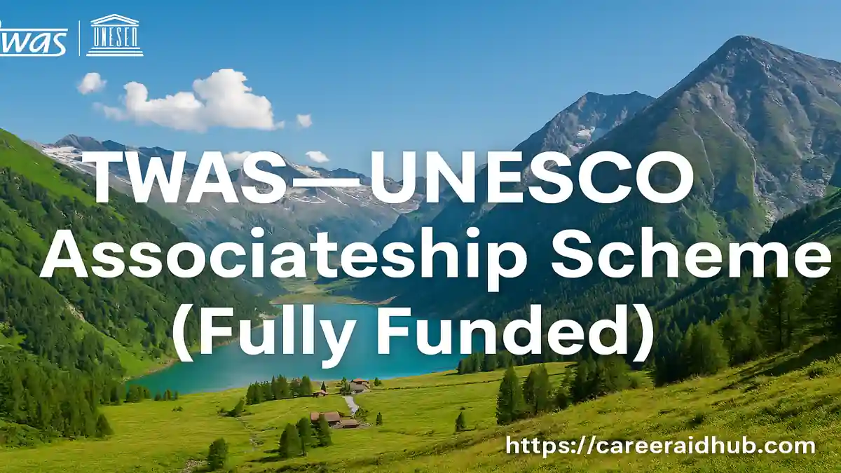 TWAS-UNESCO Associateship banner highlighting fully funded research visits, eligibility, benefits, application steps, documents, host centres