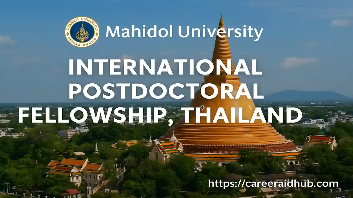 Mahidol University international postdoctoral fellowship banner highlighting fully funded research opportunity for global early-career scientists