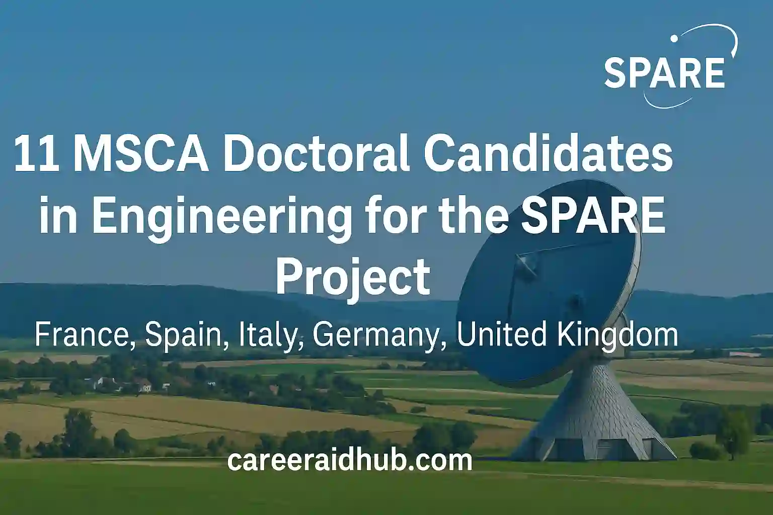 Illustration of SPARE MSCA doctoral candidates researching space engineering, sustainability and orbital debris mitigation Europe