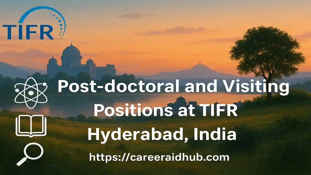 Scenic TIFR Hyderabad research campus view promoting postdoctoral and visiting fellow positions in interdisciplinary science