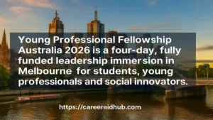 Young Professional Fellowship Australia leadership programme banner showing Melbourne skyline and global youth development theme