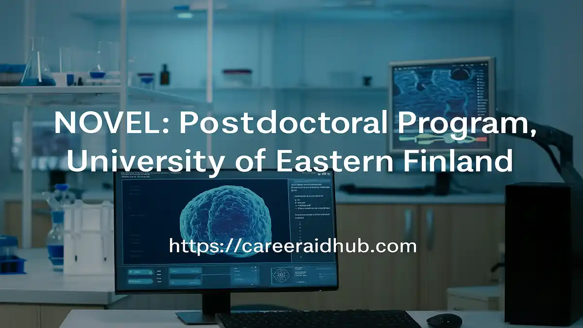 Laboratory banner highlighting NOVEL postdoctoral programme, brain health research, University of Eastern Finland, international fellows