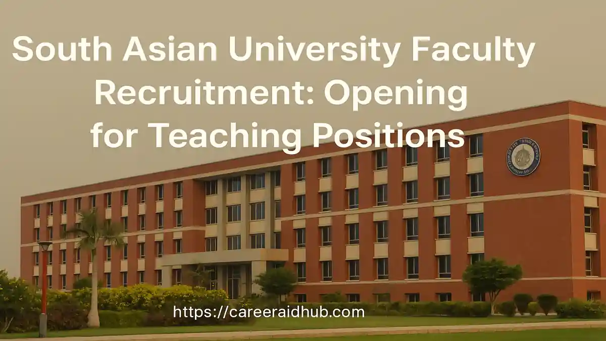Opening for teaching positions at South Asian University India, faculty careers in diverse academic disciplines