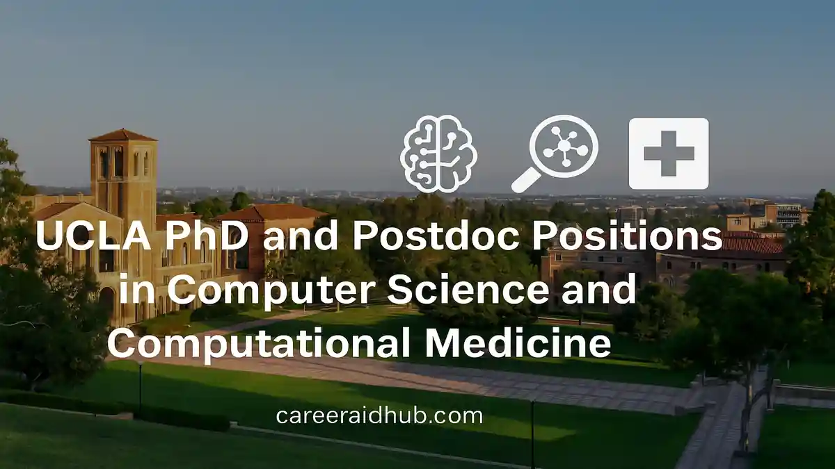 UCLA campus skyline with abstract AI health icons promoting CS and Computational Medicine PhD opportunities
