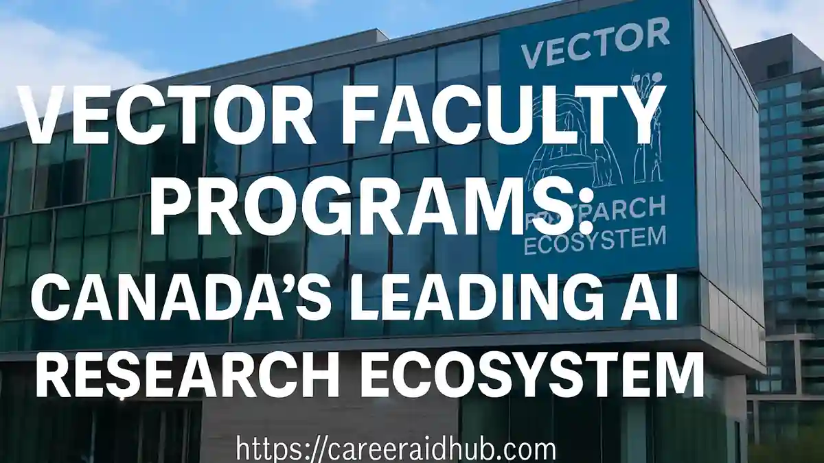 Vector Institute Toronto building with AI ecosystem banner highlighting faculty program opportunities in Canada.