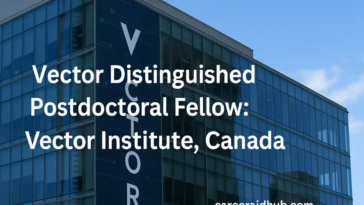 Vector Institute Toronto building with AI research theme banner for distinguished postdoctoral fellowship application guide.